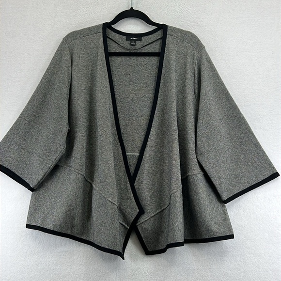 Alfani Women’s Knit Jacket Plus Sz 3X Gray & Black Cotton/Rayon Open Front Soft - Picture 1 of 12